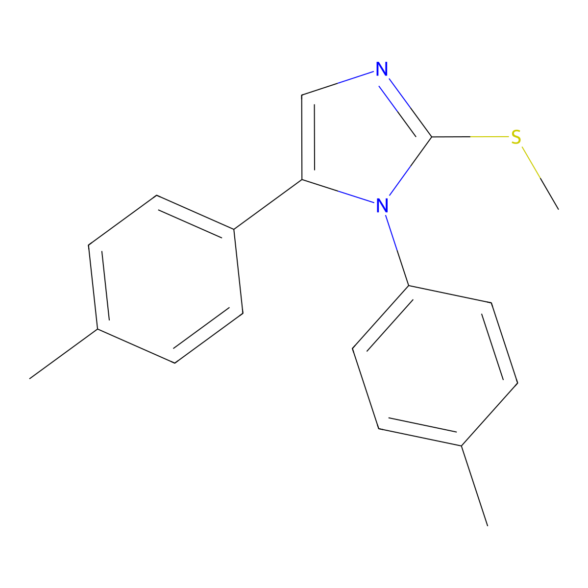 1,5-bis(4-methylphenyl)-2-(methylsulfanyl)-1H-imidazole molecular structure, CAS 1207024-73-4