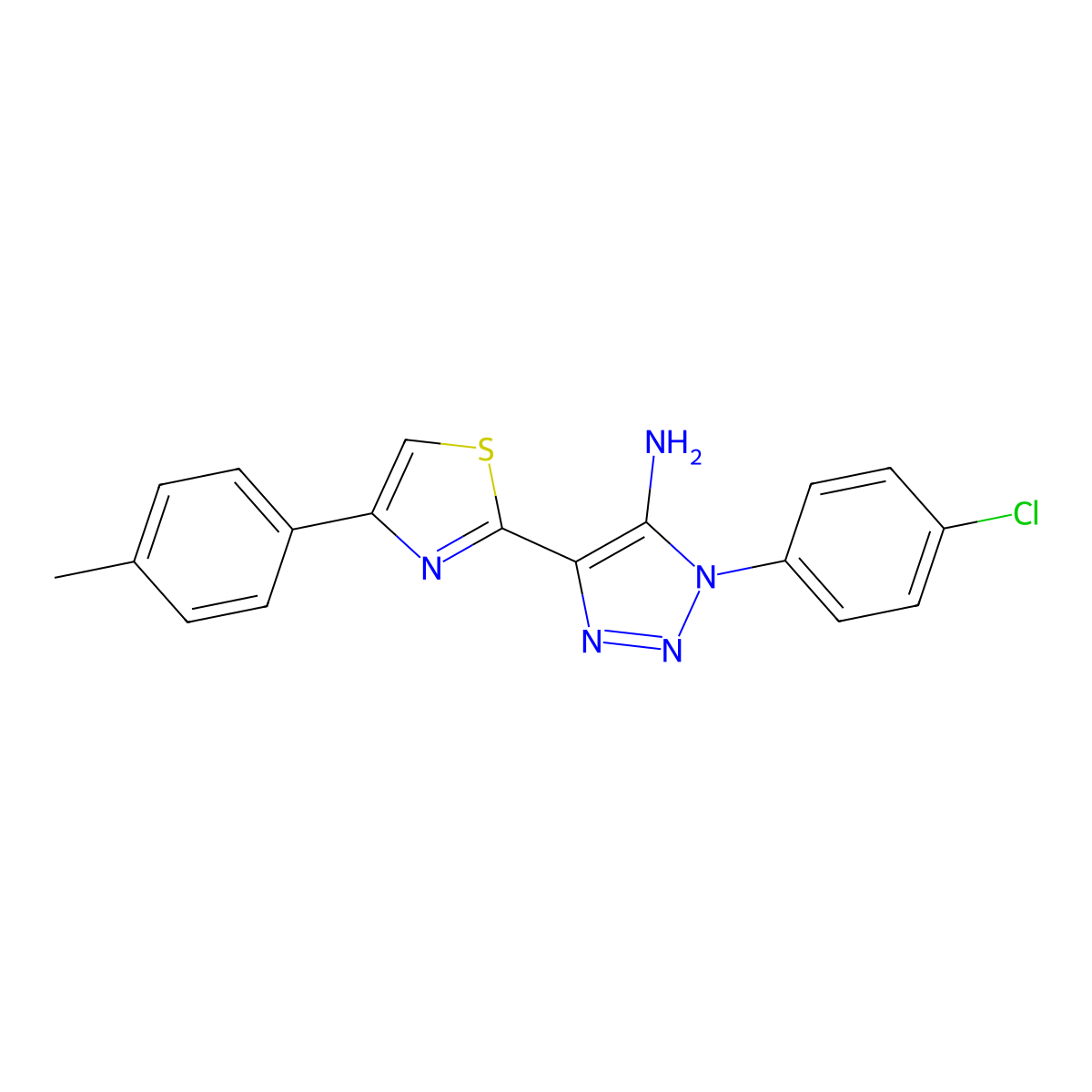 1-(4-chlorophenyl)-4-[4-(4-methylphenyl)-1,3-thiazol-2-yl]-1H-1,2,3-triazol-5-amine molecular structure, CAS 1207024-74-5