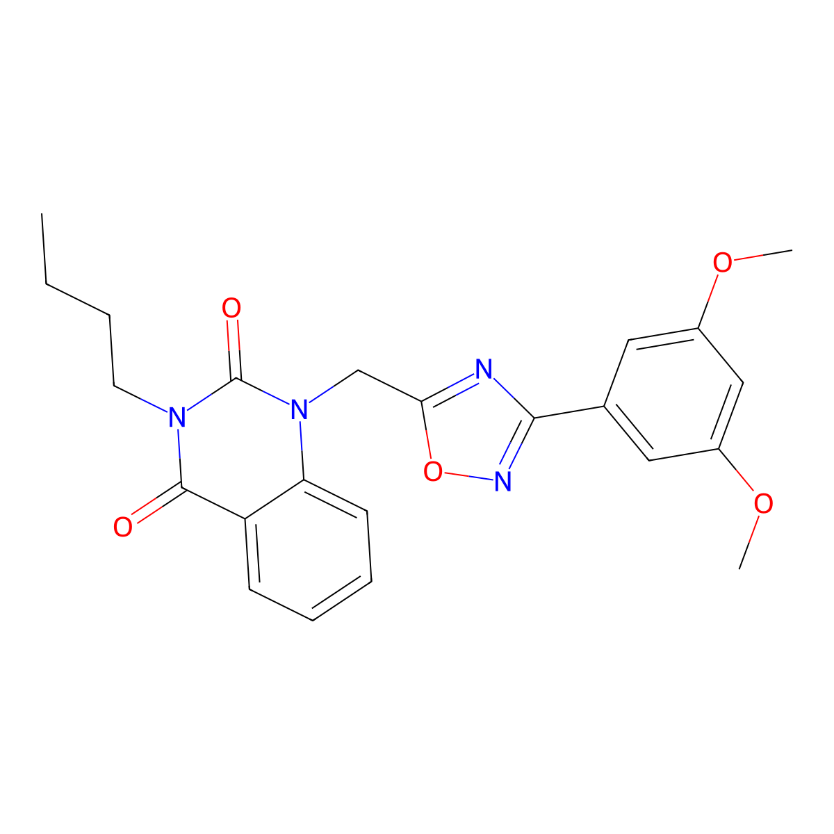 3-butyl-1-((3-(3,5-dimethoxyphenyl)-1,2,4-oxadiazol-5-yl)methyl)quinazoline-2,4(1H,3H)-dione molecular structure, CAS 1207024-79-0