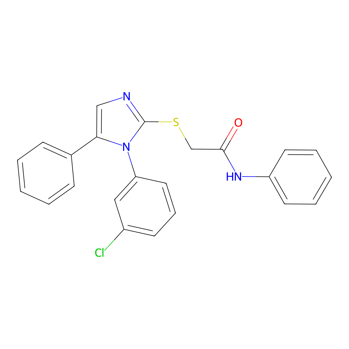 2-((1-(3-chlorophenyl)-5-phenyl-1H-imidazol-2-yl)thio)-N-phenylacetamide molecular structure, CAS 1207024-82-5