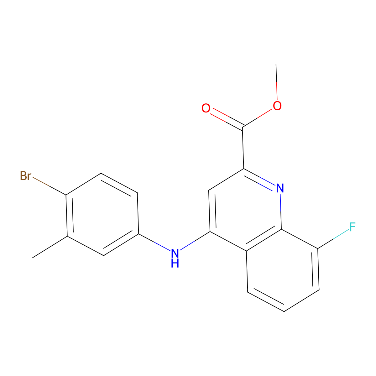 Methyl 4-[(4-bromo-3-methylphenyl)amino]-8-fluoroquinoline-2-carboxylate molecular structure, CAS 1207024-85-8