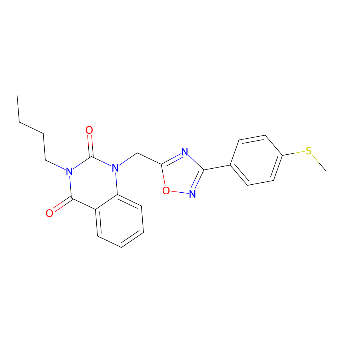 3-butyl-1-((3-(4-(methylthio)phenyl)-1,2,4-oxadiazol-5-yl)methyl)quinazoline-2,4(1H,3H)-dione molecular structure, CAS 1207024-87-0