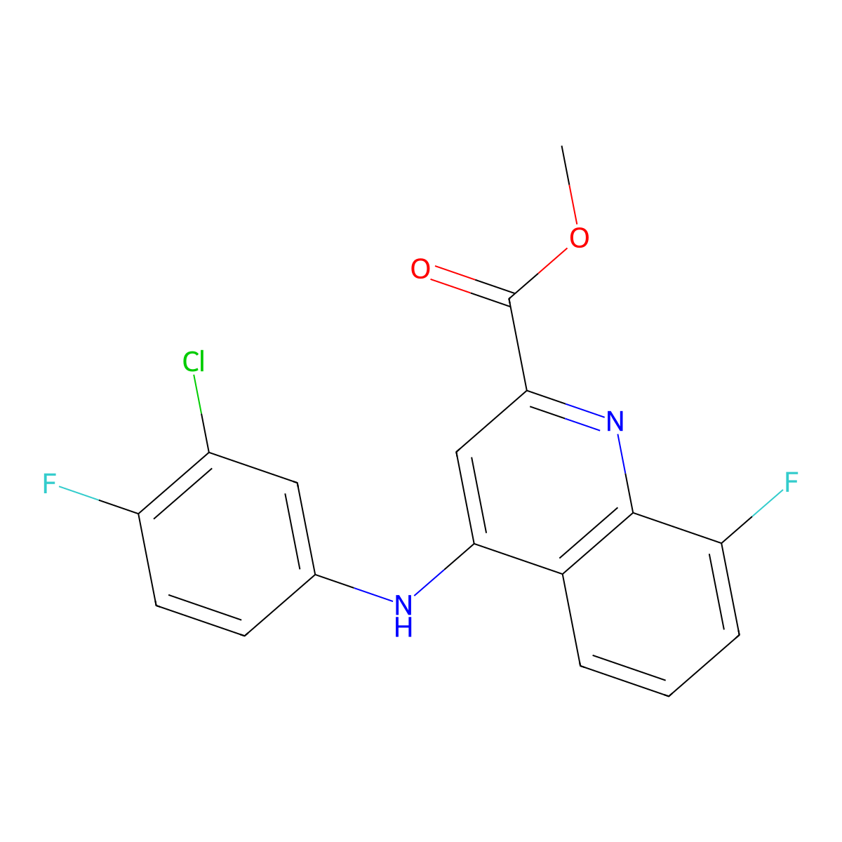 Methyl 4-[(3-chloro-4-fluorophenyl)amino]-8-fluoroquinoline-2-carboxylate molecular structure, CAS 1207024-93-8