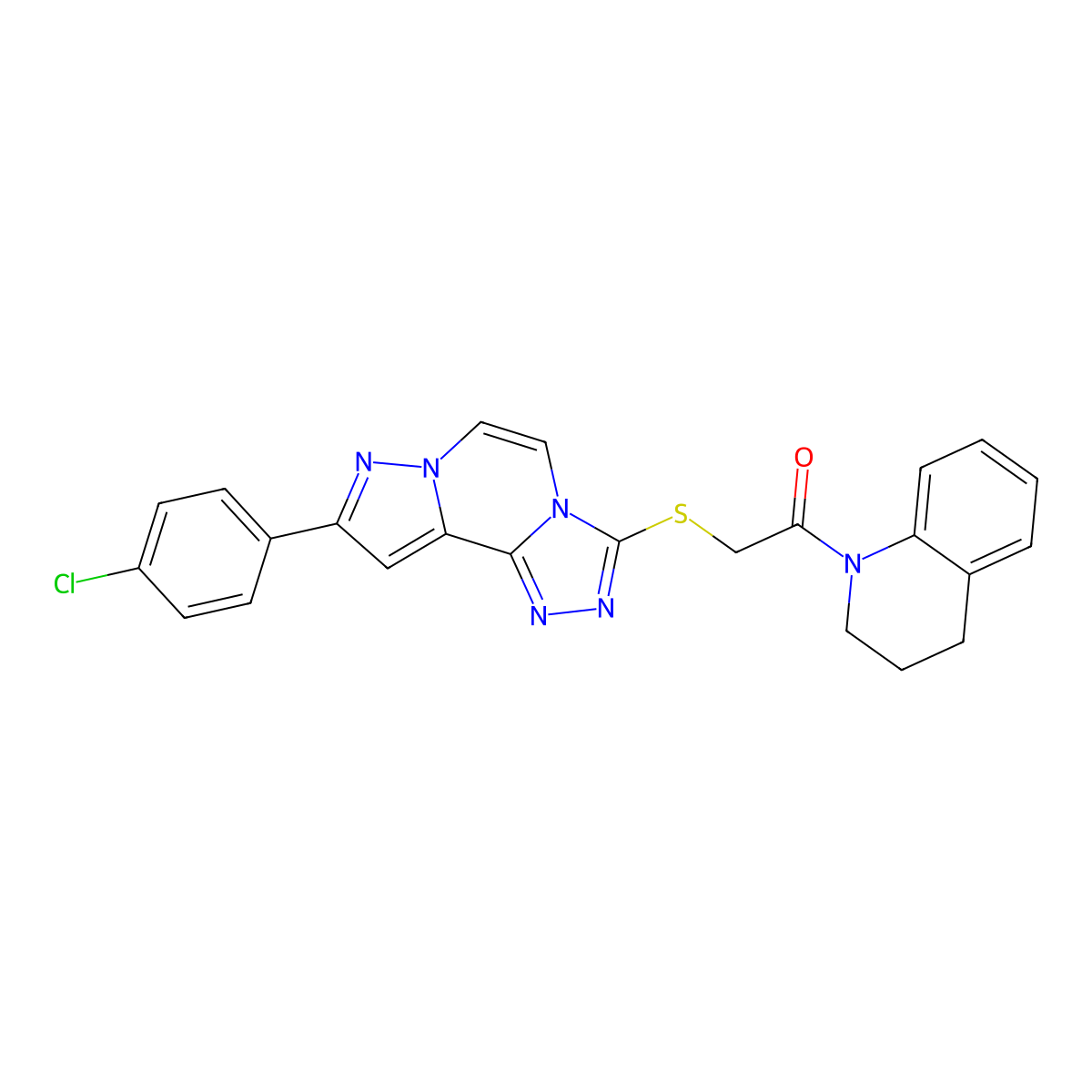 2-((9-(4-chlorophenyl)pyrazolo[1,5-a][1,2,4]triazolo[3,4-c]pyrazin-3-yl)thio)-1-(3,4-dihydroquinolin-1(2H)-yl)ethanone molecular structure, CAS 1207024-98-3