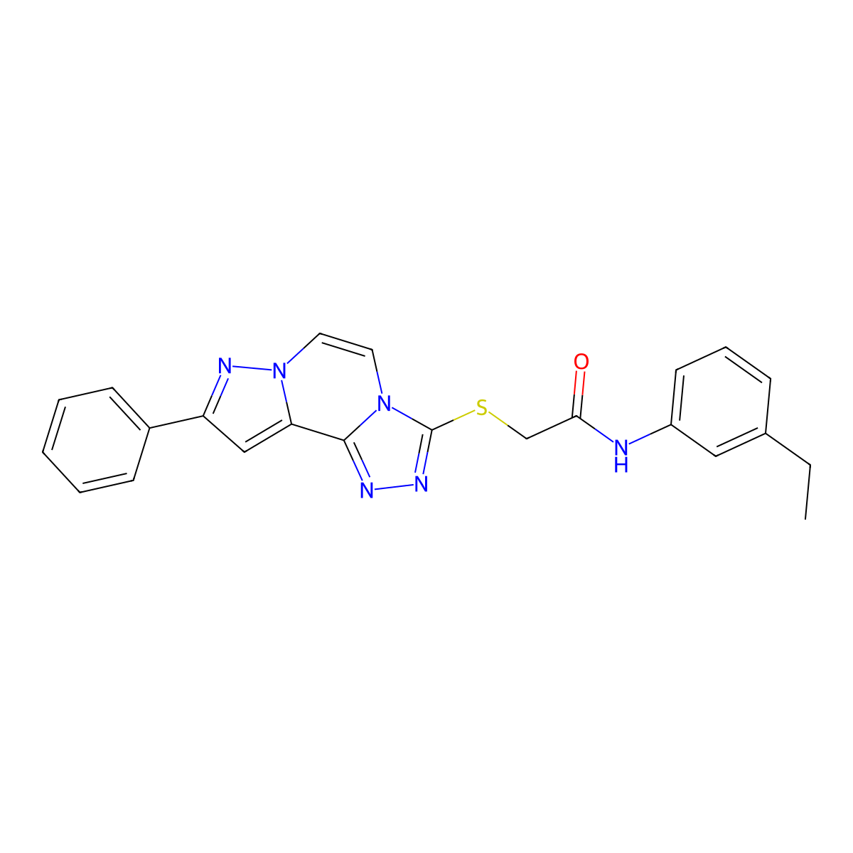 N-(3-ethylphenyl)-2-((9-phenylpyrazolo[1,5-a][1,2,4]triazolo[3,4-c]pyrazin-3-yl)thio)acetamide molecular structure, CAS 1207025-02-2