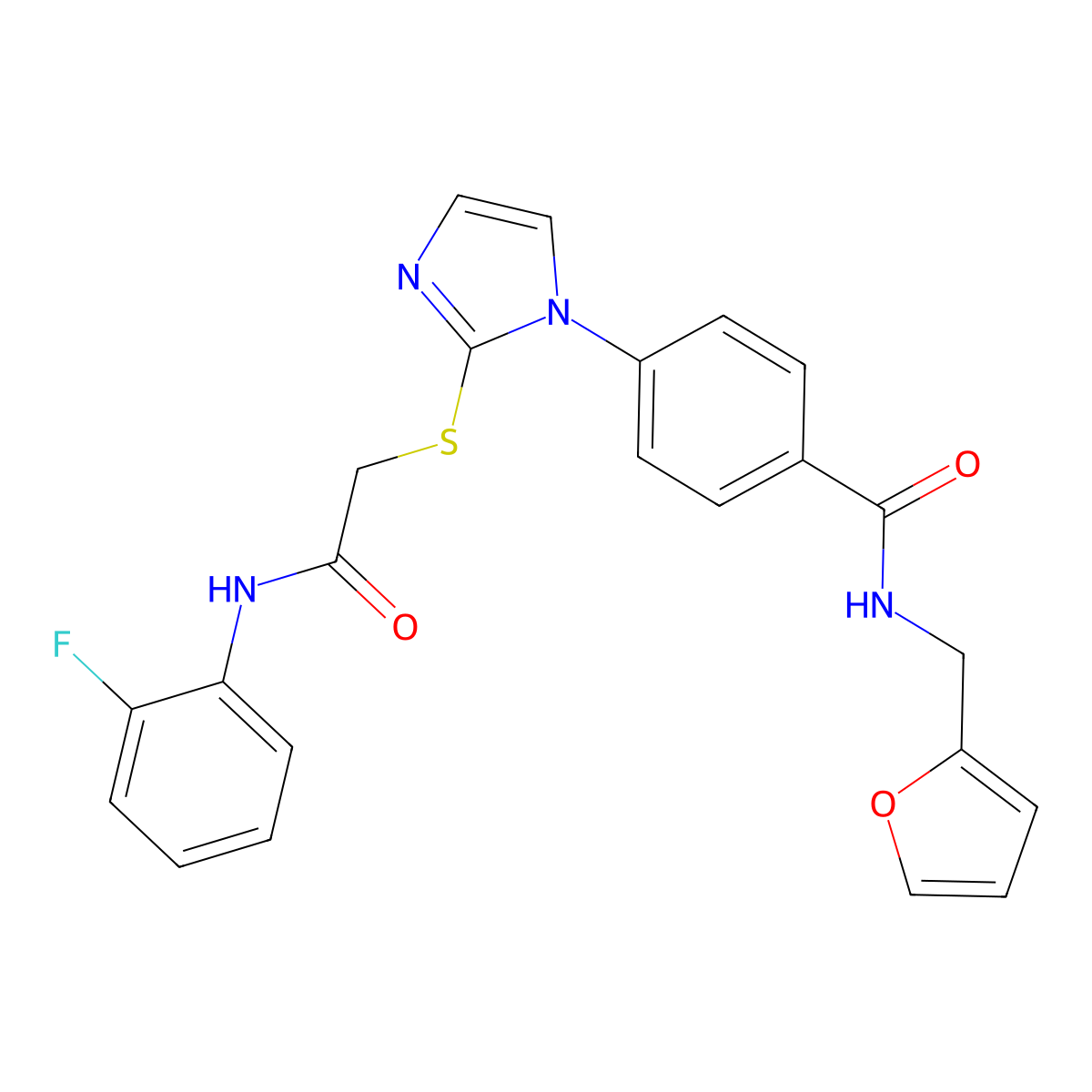4-(2-((2-((2-fluorophenyl)amino)-2-oxoethyl)thio)-1H-imidazol-1-yl)-N-(furan-2-ylmethyl)benzamide molecular structure, CAS 1207025-21-5