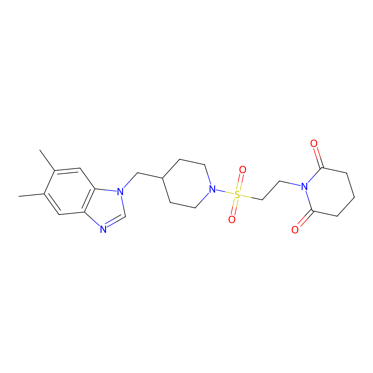 1-[2-({4-[(5,6-dimethyl-1H-1,3-benzodiazol-1-yl)methyl]piperidin-1-yl}sulfonyl)ethyl]piperidine-2,6-dione molecular structure, CAS 1207025-23-7