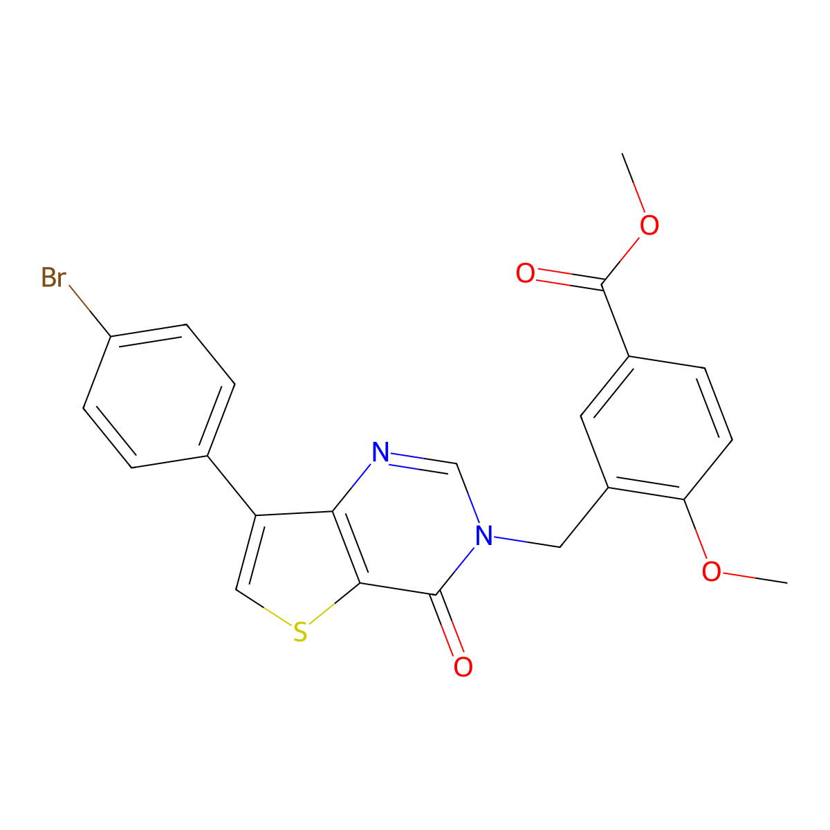 methyl 3-{[7-(4-bromophenyl)-4-oxothieno[3,2-d]pyrimidin-3(4H)-yl]methyl}-4-methoxybenzoate molecular structure, CAS 1207025-29-3