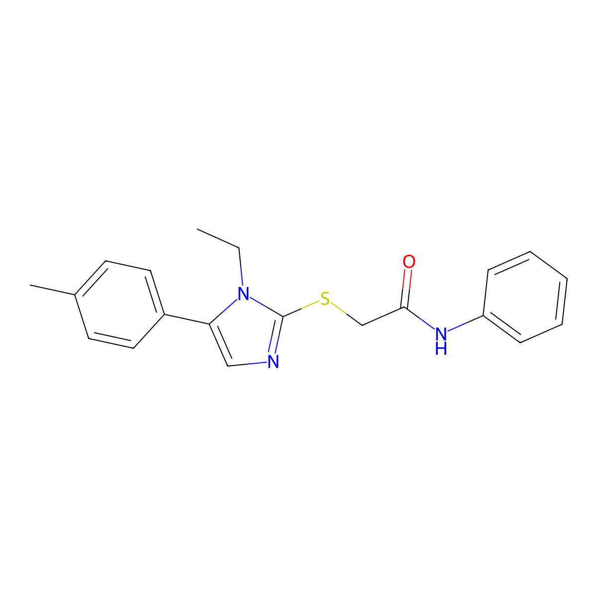 2-((1-ethyl-5-(p-tolyl)-1H-imidazol-2-yl)thio)-N-phenylacetamide molecular structure, CAS 1207025-37-3