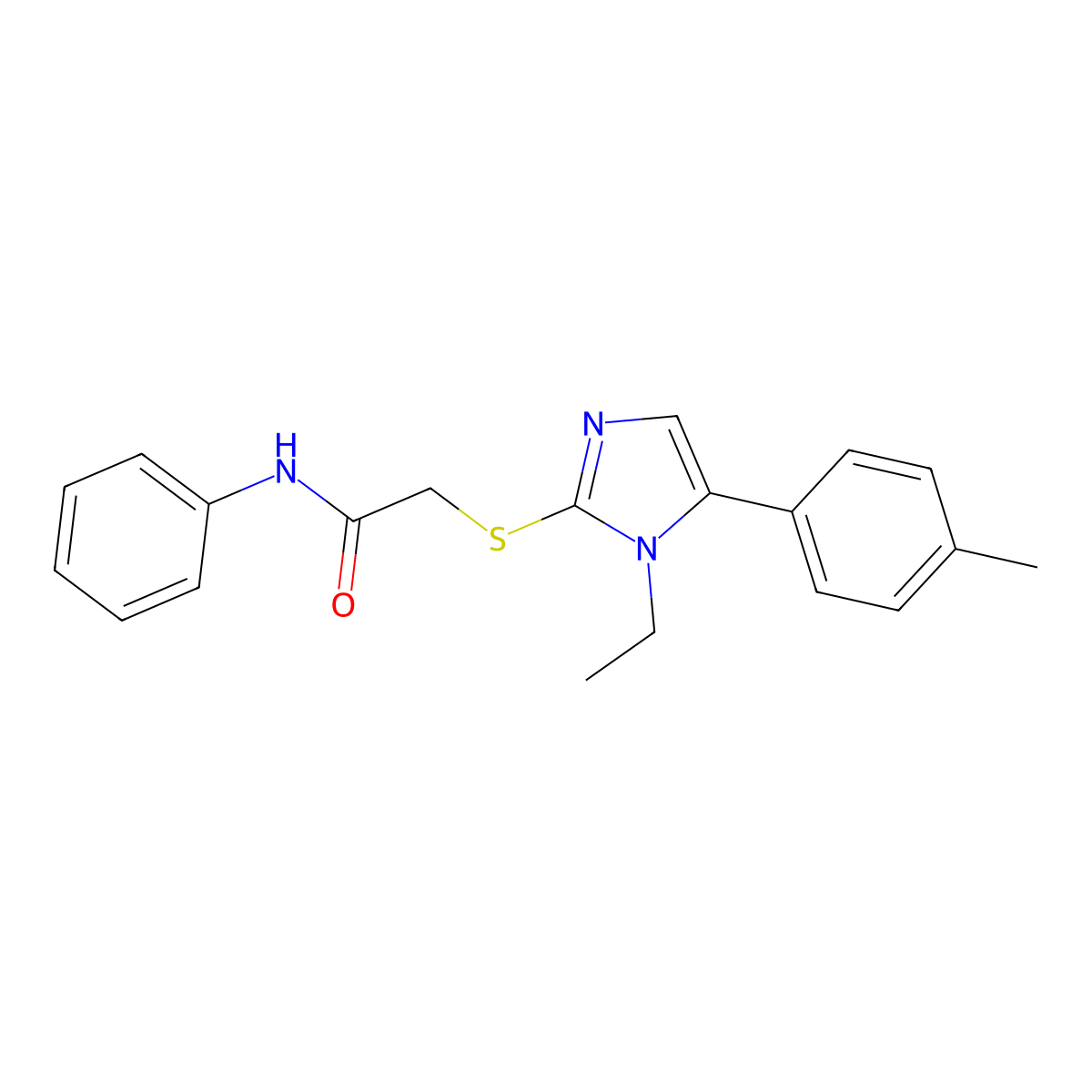 2-((1-ethyl-5-(p-tolyl)-1H-imidazol-2-yl)thio)-N-phenylacetamide molecular structure, CAS 1207025-37-3