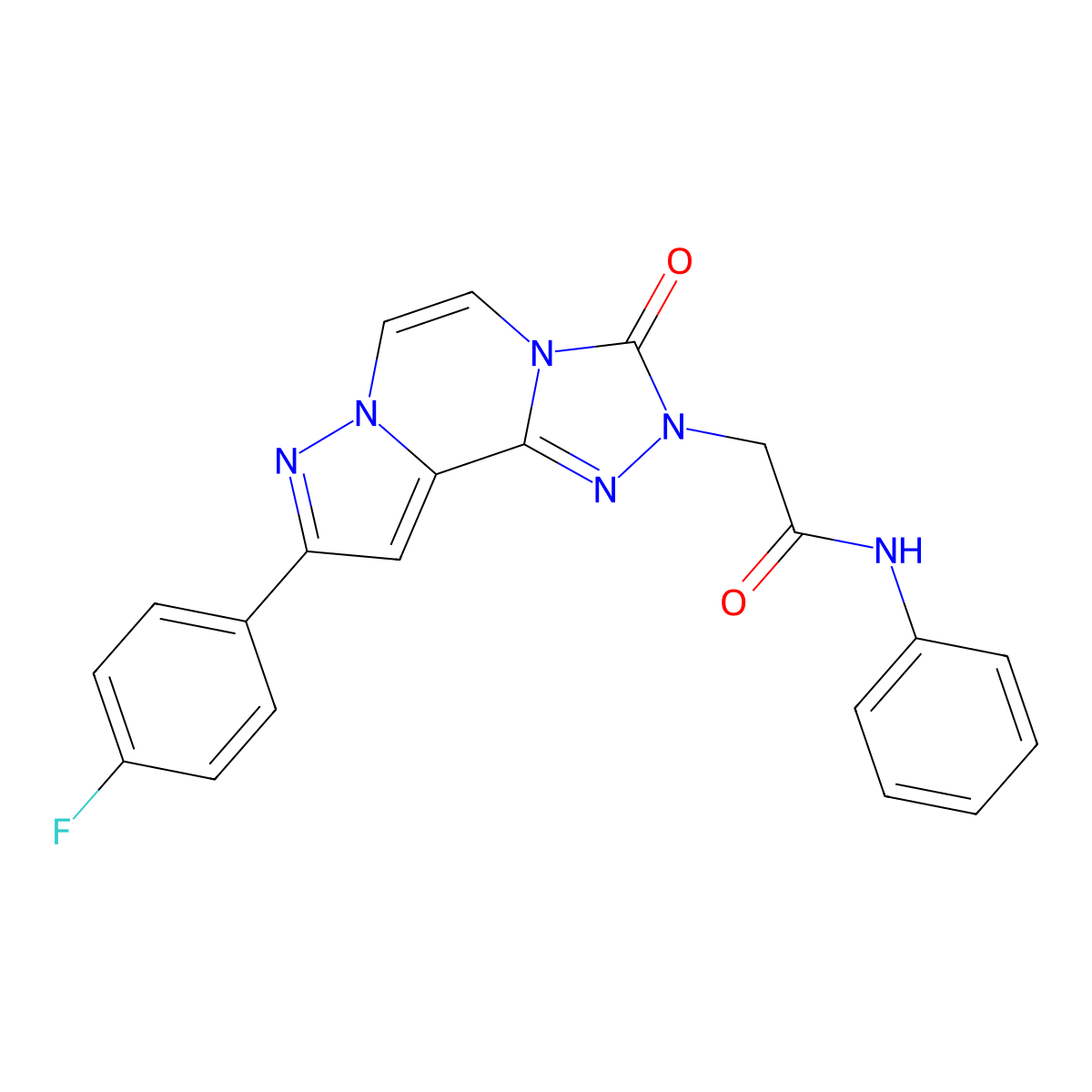 2-[11-(4-fluorophenyl)-5-oxo-3,4,6,9,10-pentaazatricyclo[7.3.0.0^{2,6}]dodeca-1(12),2,7,10-tetraen-4-yl]-N-phenylacetamide molecular structure, CAS 1207025-41-9