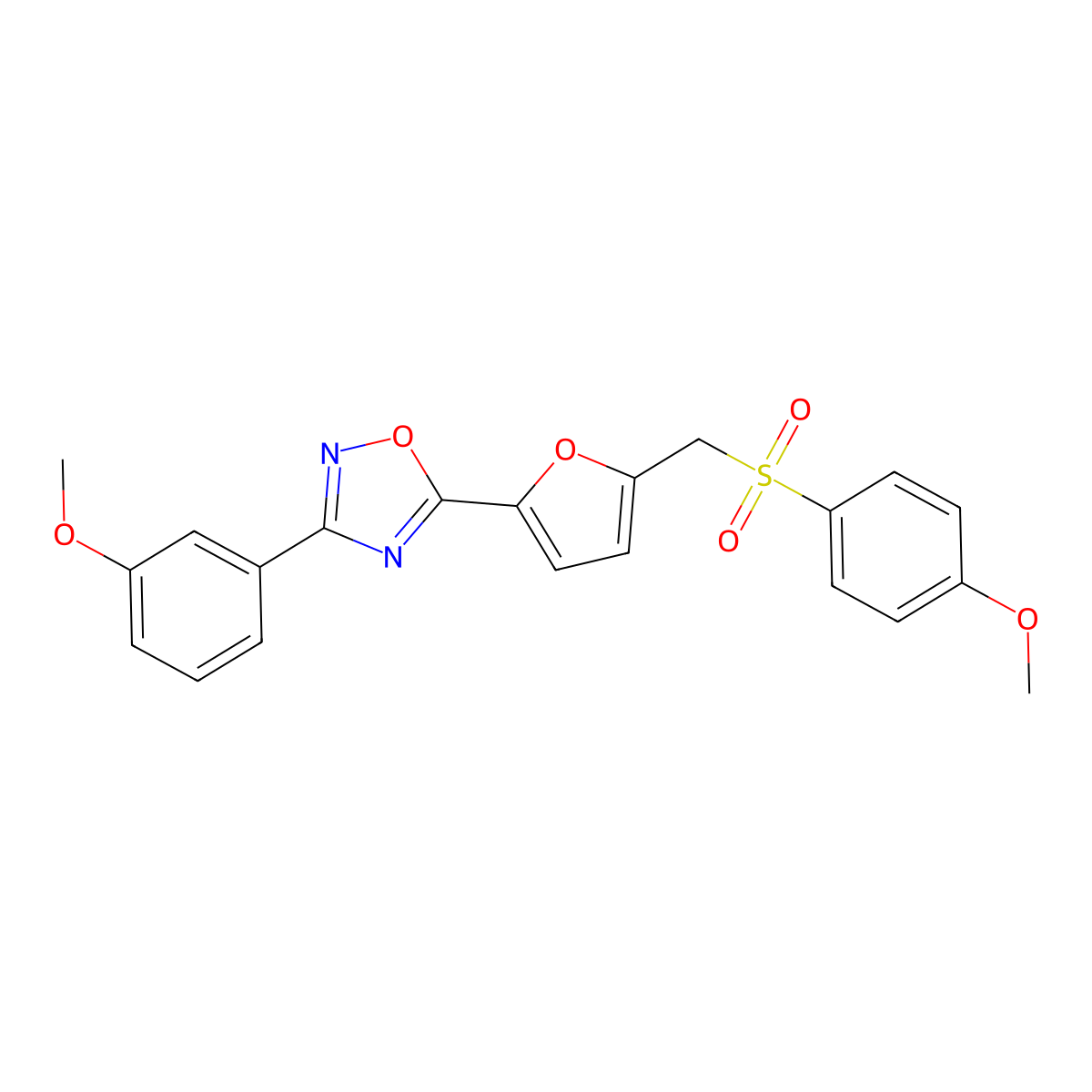 5-{5-[(4-Methoxybenzenesulfonyl)methyl]furan-2-yl}-3-(3-methoxyphenyl)-1,2,4-oxadiazole molecular structure, CAS 1207025-44-2