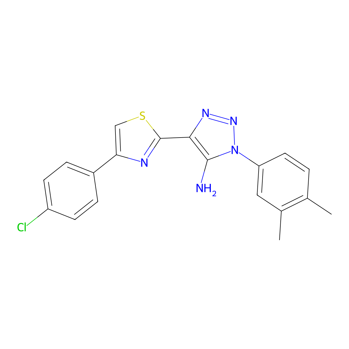 4-[4-(4-chlorophenyl)-1,3-thiazol-2-yl]-1-(3,4-dimethylphenyl)-1H-1,2,3-triazol-5-amine molecular structure, CAS 1207025-47-5