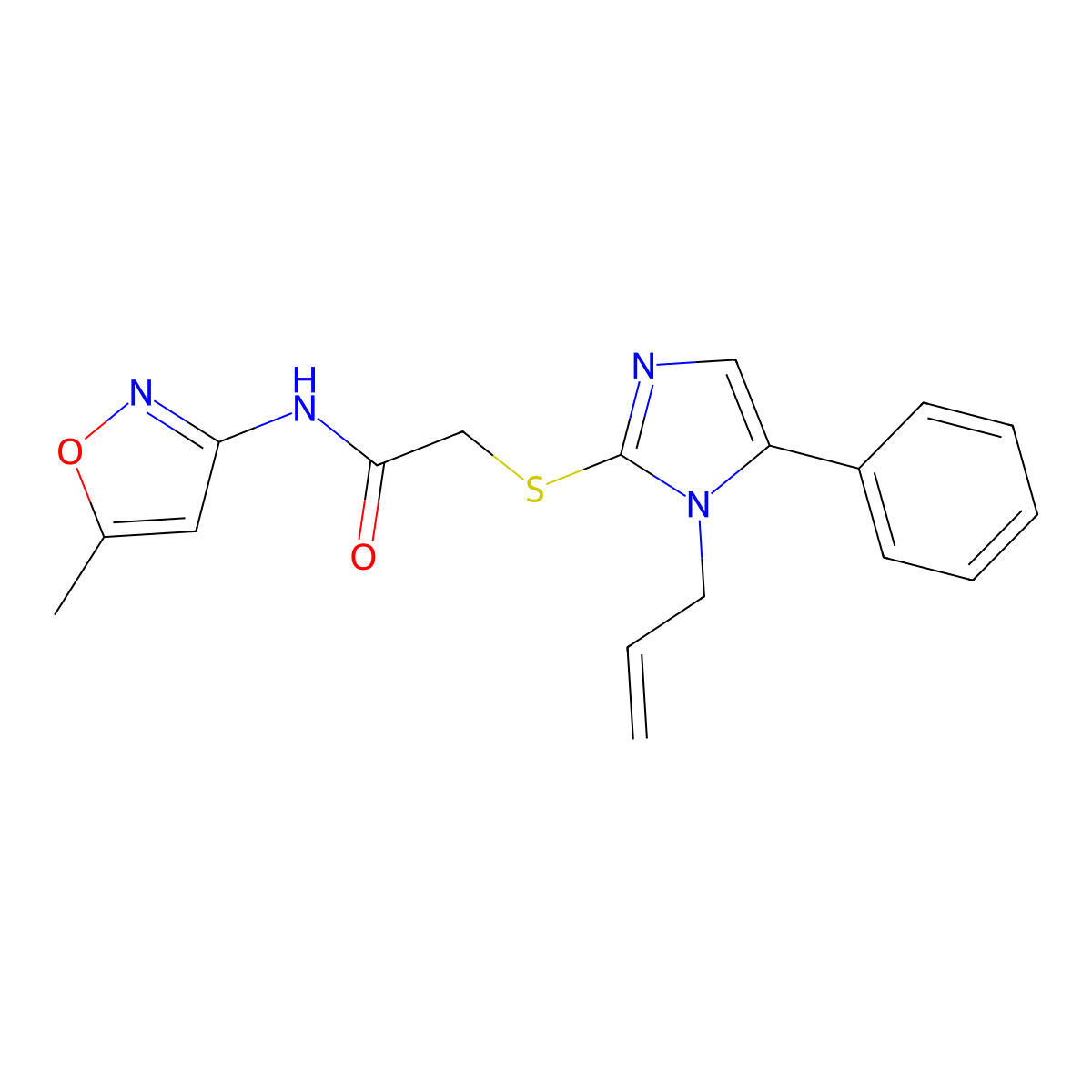 2-((1-allyl-5-phenyl-1H-imidazol-2-yl)thio)-N-(5-methylisoxazol-3-yl)acetamide molecular structure, CAS 1207025-48-6