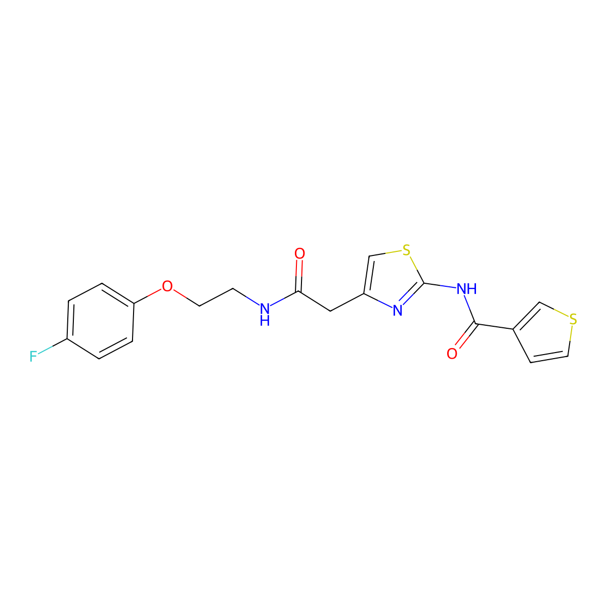 N-[4-({[2-(4-fluorophenoxy)ethyl]carbamoyl}methyl)-1,3-thiazol-2-yl]thiophene-3-carboxamide molecular structure, CAS 1207025-61-3