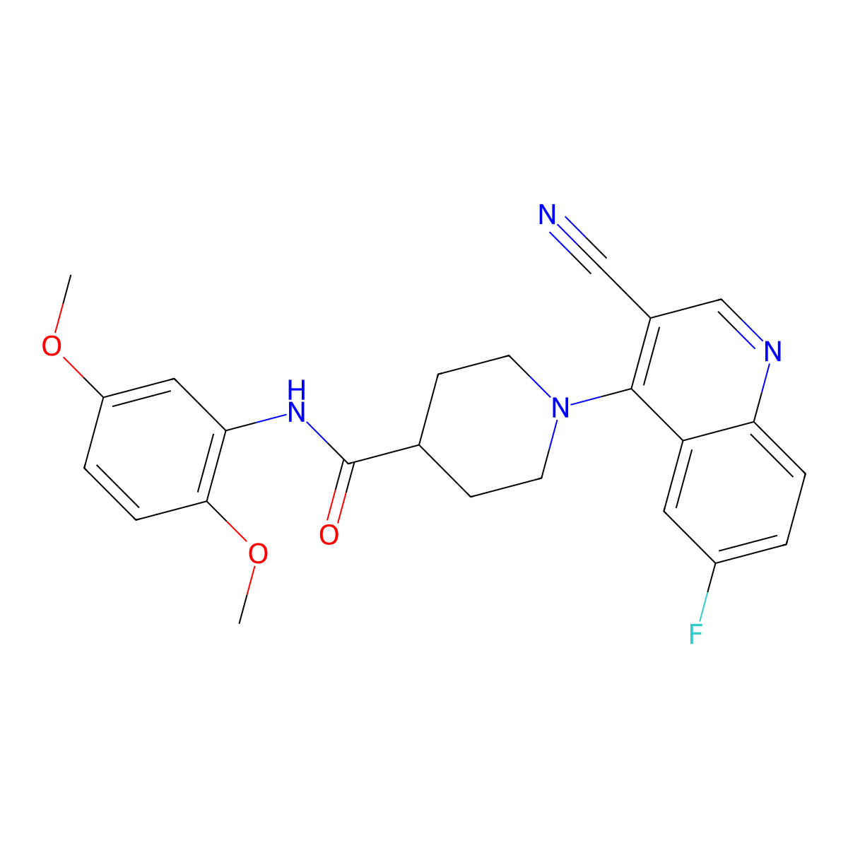 1-(3-cyano-6-fluoroquinolin-4-yl)-N-(2,5-dimethoxyphenyl)piperidine-4-carboxamide molecular structure, CAS 1207025-66-8