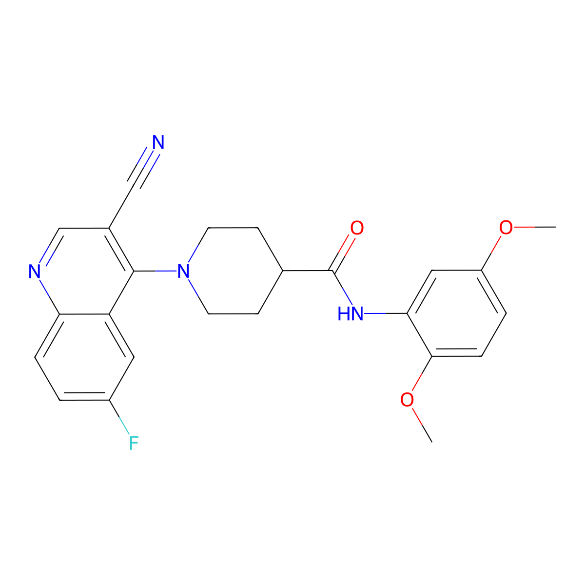 1-(3-cyano-6-fluoroquinolin-4-yl)-N-(2,5-dimethoxyphenyl)piperidine-4-carboxamide molecular structure, CAS 1207025-66-8