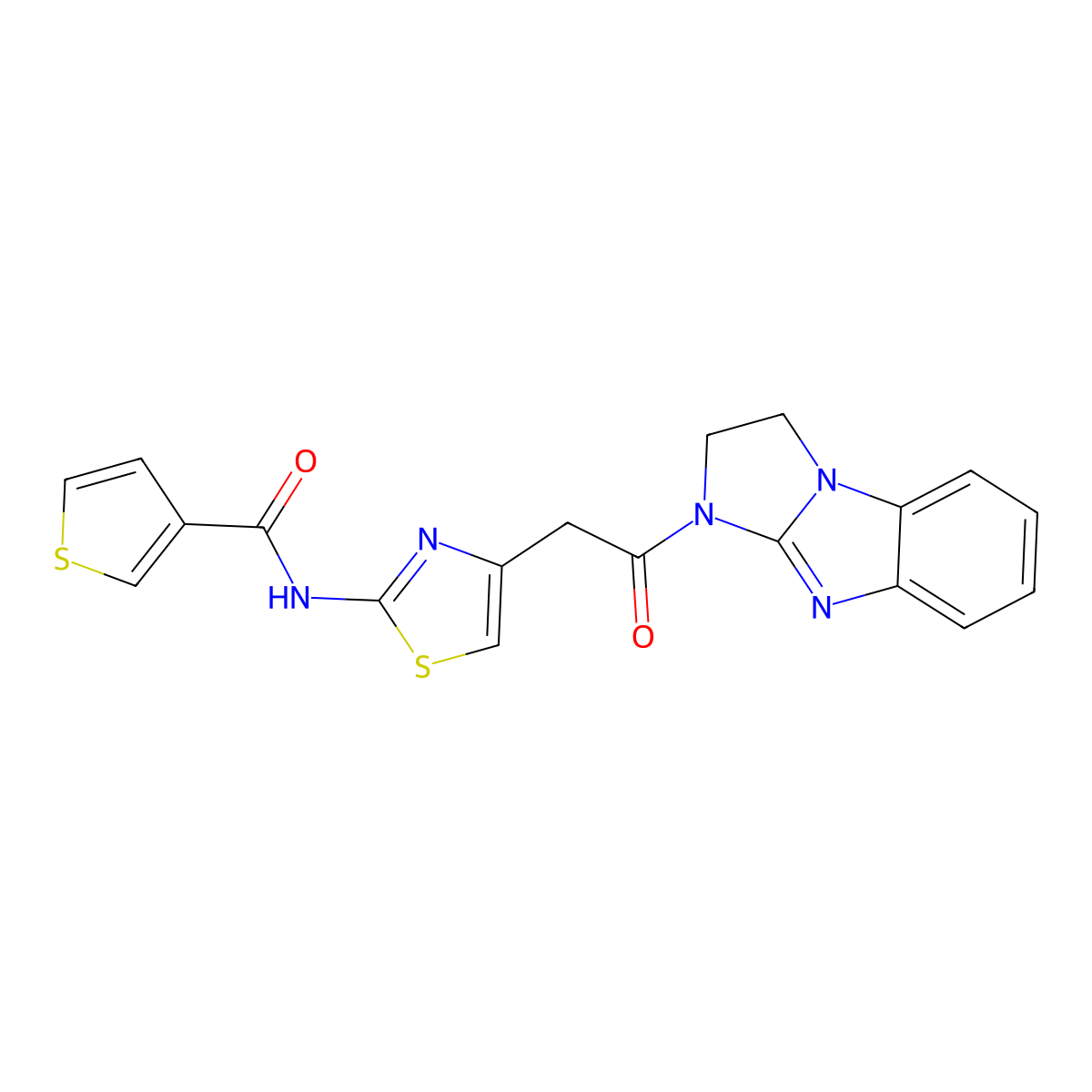 N-(4-(2-(2,3-dihydro-1H-benzo[d]imidazo[1,2-a]imidazol-1-yl)-2-oxoethyl)thiazol-2-yl)thiophene-3-carboxamide molecular structure, CAS 1207025-68-0