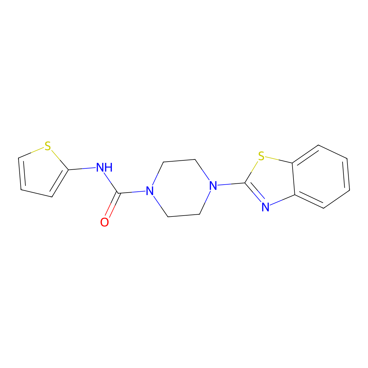 4-(benzo[d]thiazol-2-yl)-N-(thiophen-2-yl)piperazine-1-carboxamide molecular structure, CAS 1207025-71-5