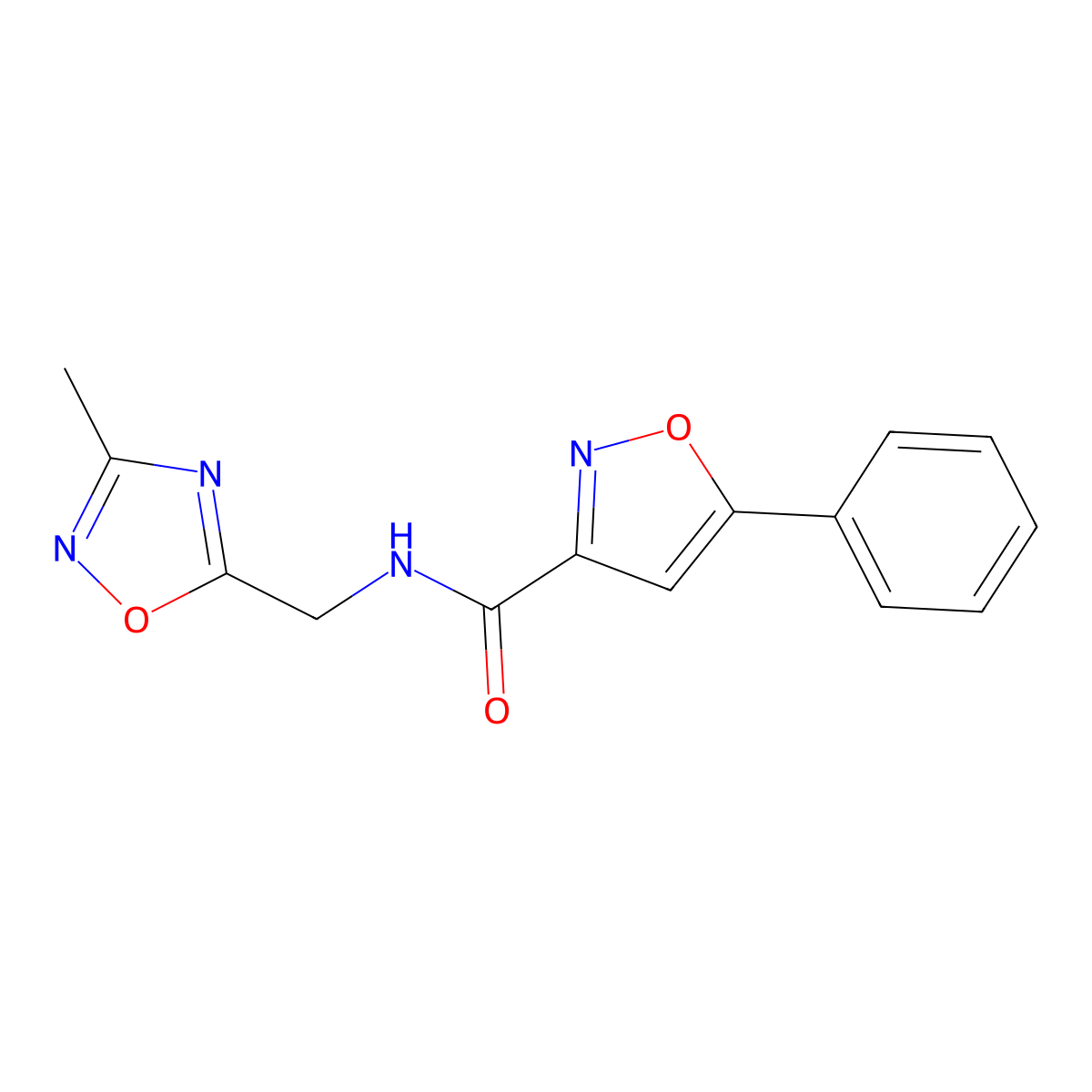 N-((3-methyl-1,2,4-oxadiazol-5-yl)methyl)-5-phenylisoxazole-3-carboxamide molecular structure, CAS 1207025-72-6