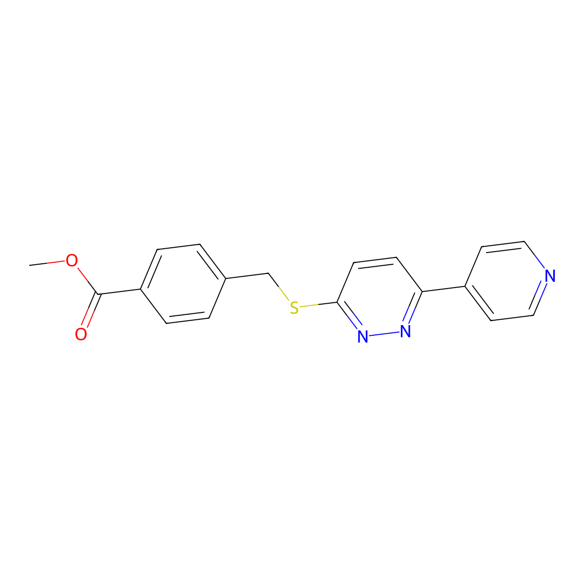 Methyl 4-(((6-(pyridin-4-yl)pyridazin-3-yl)thio)methyl)benzoate molecular structure, CAS 1207025-74-8