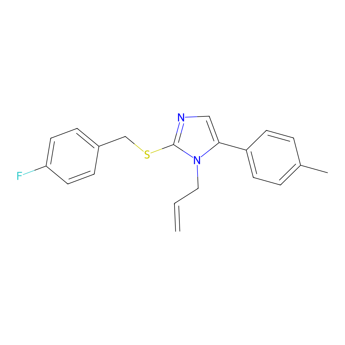1-allyl-2-((4-fluorobenzyl)thio)-5-(p-tolyl)-1H-imidazole molecular structure, CAS 1207025-75-9