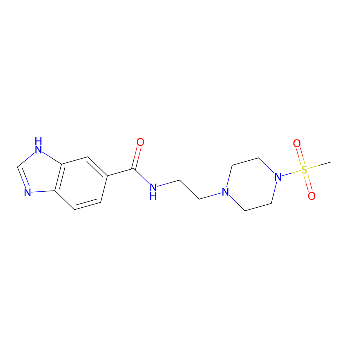 N-[2-(4-methanesulfonylpiperazin-1-yl)ethyl]-1H-1,3-benzodiazole-5-carboxamide molecular structure, CAS 1207025-85-1
