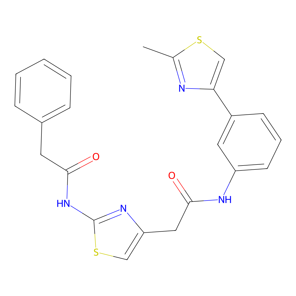 N-(3-(2-methylthiazol-4-yl)phenyl)-2-(2-(2-phenylacetamido)thiazol-4-yl)acetamide molecular structure, CAS 1207025-90-8