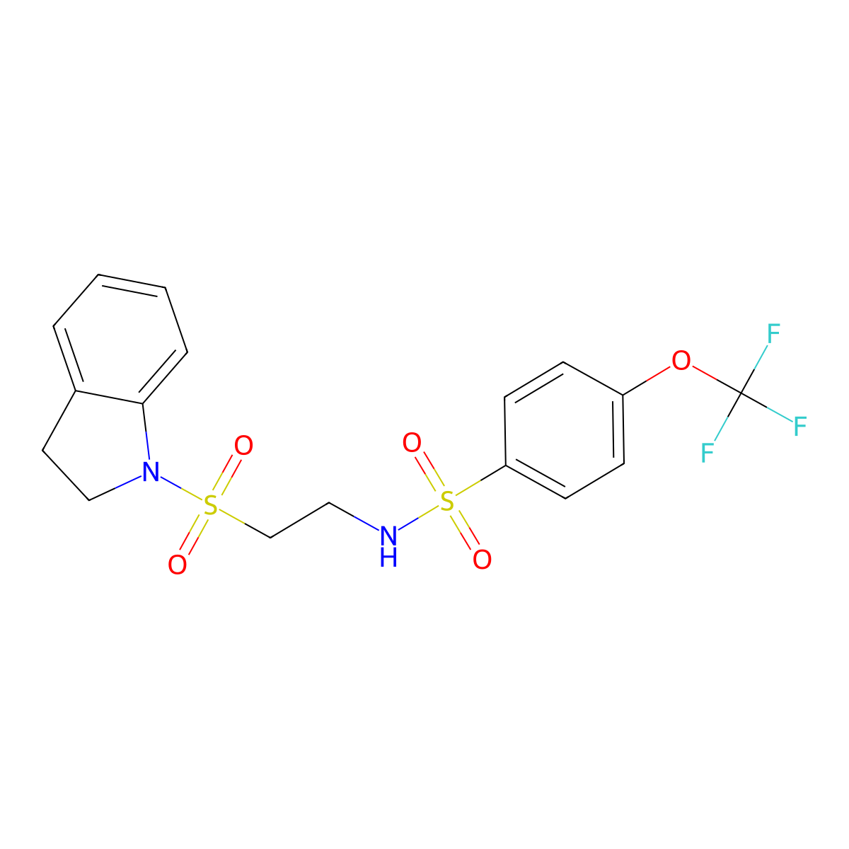 N-[2-(2,3-dihydro-1H-indole-1-sulfonyl)ethyl]-4-(trifluoromethoxy)benzene-1-sulfonamide molecular structure, CAS 1207025-91-9