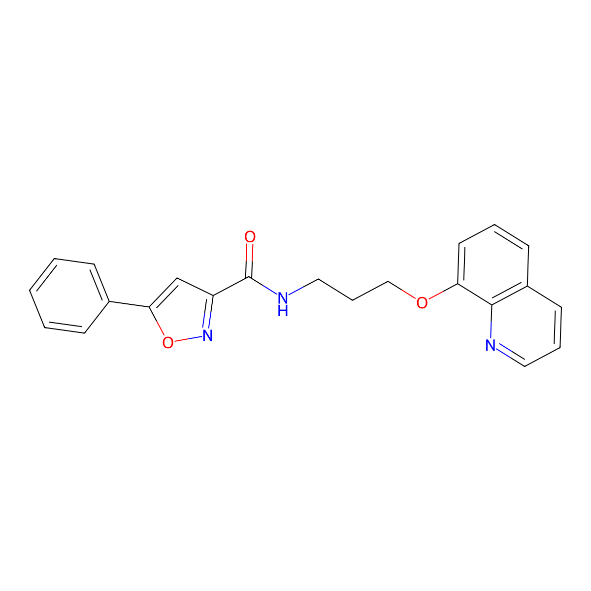 5-phenyl-N-[3-(quinolin-8-yloxy)propyl]-1,2-oxazole-3-carboxamide molecular structure, CAS 1207025-97-5