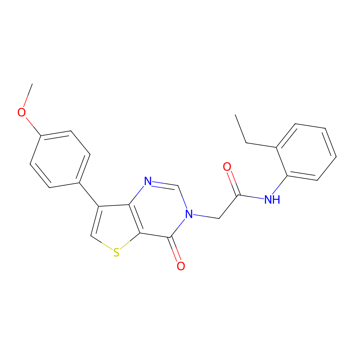 N-(2-ethylphenyl)-2-[7-(4-methoxyphenyl)-4-oxothieno[3,2-d]pyrimidin-3(4H)-yl]acetamide molecular structure, CAS 1207026-02-5
