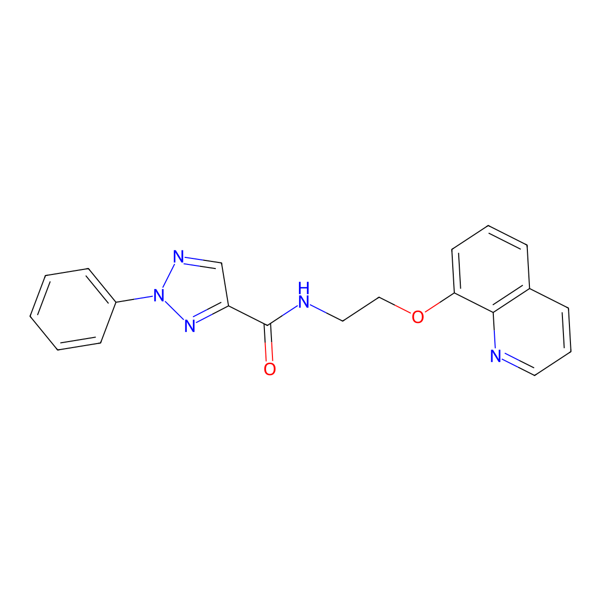 2-phenyl-N-(2-(quinolin-8-yloxy)ethyl)-2H-1,2,3-triazole-4-carboxamide molecular structure, CAS 1207026-04-7