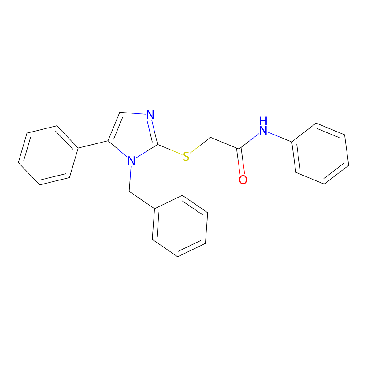 2-((1-benzyl-5-phenyl-1H-imidazol-2-yl)thio)-N-phenylacetamide molecular structure, CAS 1207026-11-6