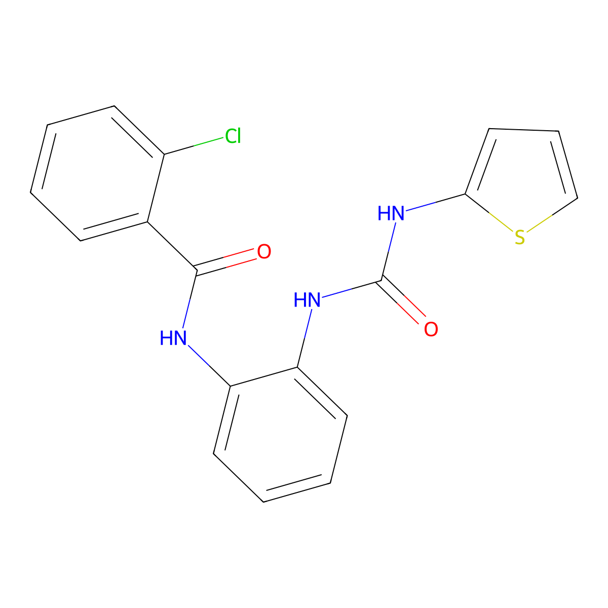 2-chloro-N-(2-(3-(thiophen-2-yl)ureido)phenyl)benzamide molecular structure, CAS 1207026-14-9