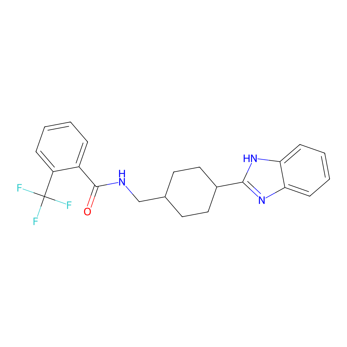 N-((4-(1H-benzo[d]imidazol-2-yl)cyclohexyl)methyl)-2-(trifluoromethyl)benzamide molecular structure, CAS 1207026-16-1