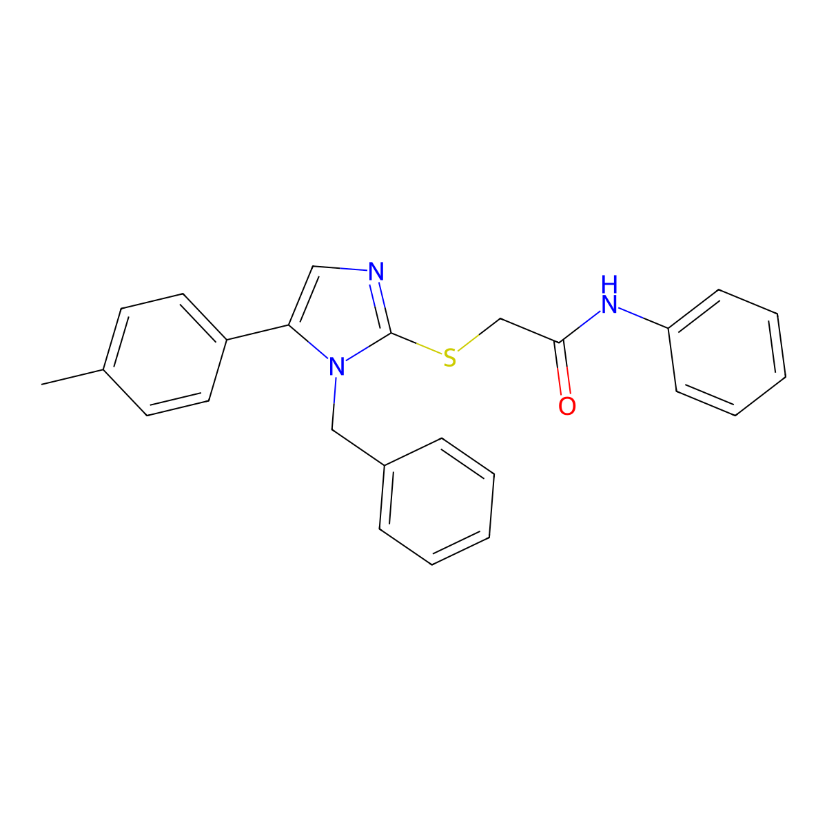 2-((1-benzyl-5-(p-tolyl)-1H-imidazol-2-yl)thio)-N-phenylacetamide molecular structure, CAS 1207026-19-4