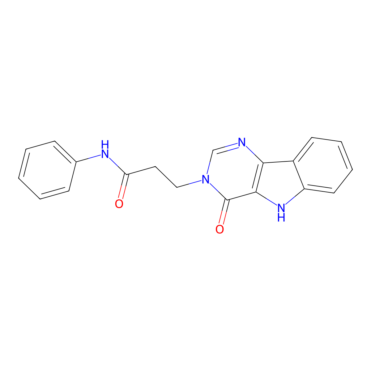 3-(4-oxo-4,5-dihydro-3H-pyrimido[5,4-b]indol-3-yl)-N-phenylpropanamide molecular structure, CAS 1207026-31-0