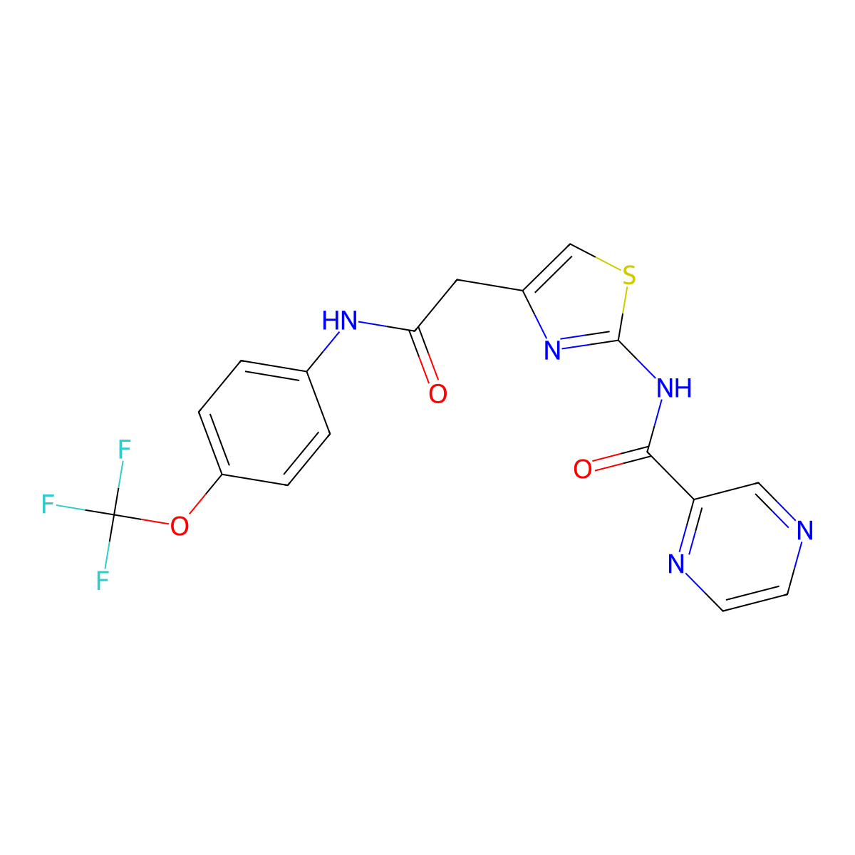 N-[4-({[4-(trifluoromethoxy)phenyl]carbamoyl}methyl)-1,3-thiazol-2-yl]pyrazine-2-carboxamide molecular structure, CAS 1207026-35-4