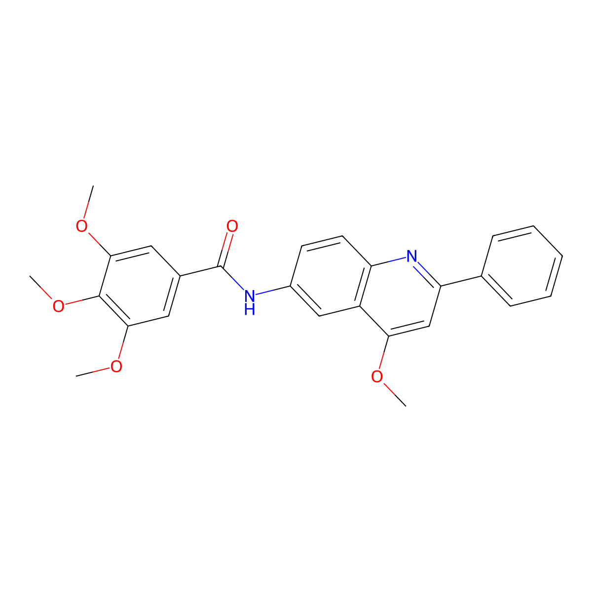 3,4,5-trimethoxy-N-(4-methoxy-2-phenylquinolin-6-yl)benzamide molecular structure, CAS 1207026-37-6