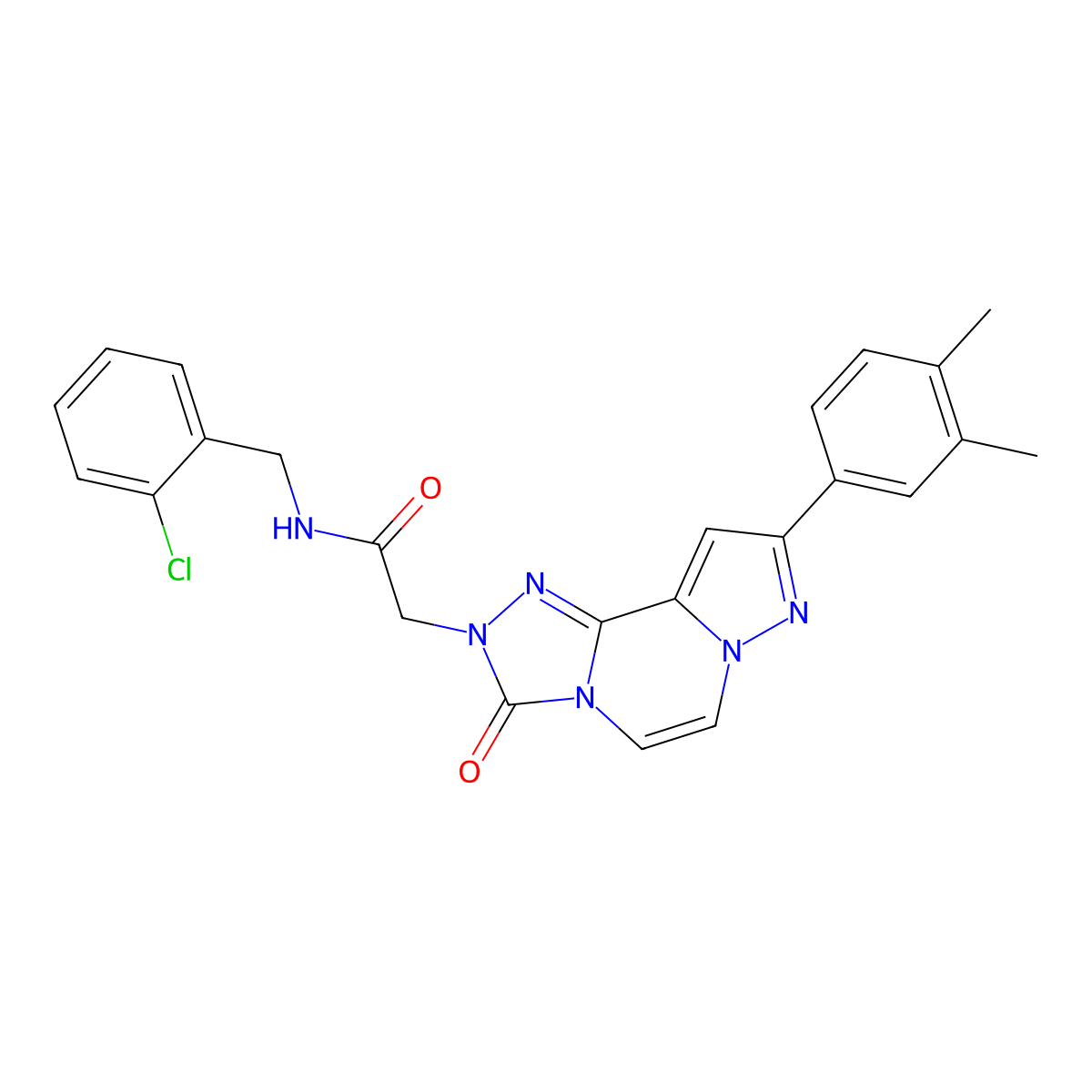N-[(2-chlorophenyl)methyl]-2-[11-(3,4-dimethylphenyl)-5-oxo-3,4,6,9,10-pentaazatricyclo[7.3.0.0^{2,6}]dodeca-1(12),2,7,10-tetraen-4-yl]acetamide molecular structure, CAS 1207026-64-9