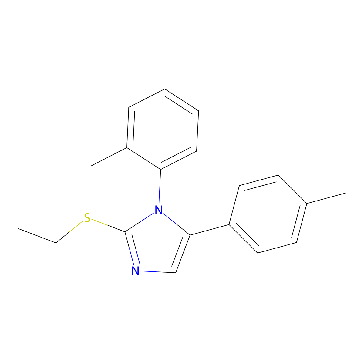 2-(ethylthio)-1-(o-tolyl)-5-(p-tolyl)-1H-imidazole molecular structure, CAS 1207026-70-7