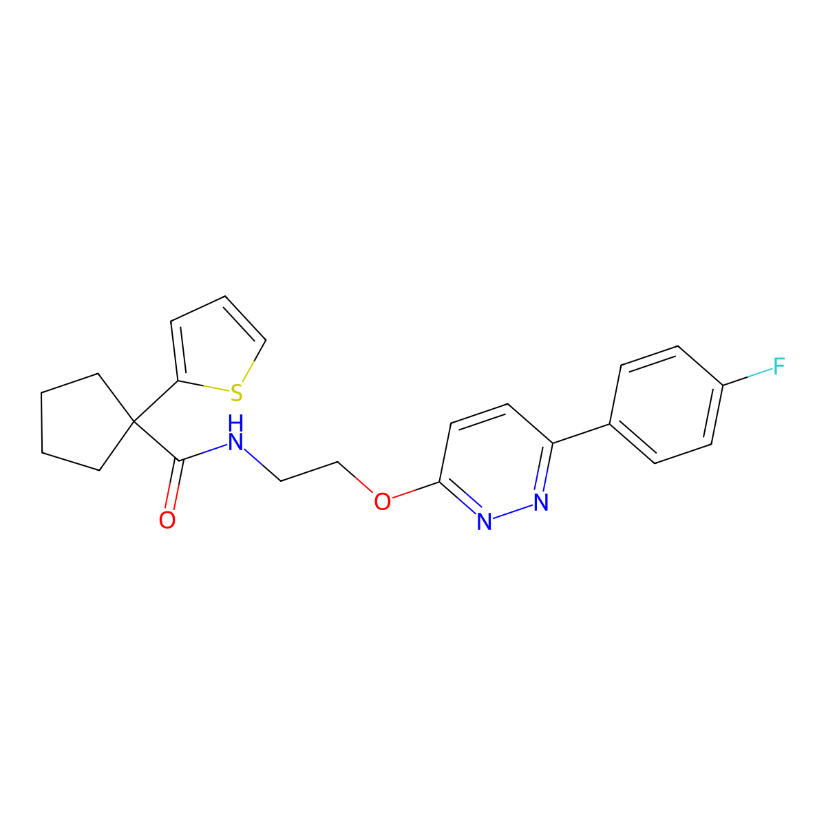 N-(2-((6-(4-fluorophenyl)pyridazin-3-yl)oxy)ethyl)-1-(thiophen-2-yl)cyclopentanecarboxamide molecular structure, CAS 1207026-76-3