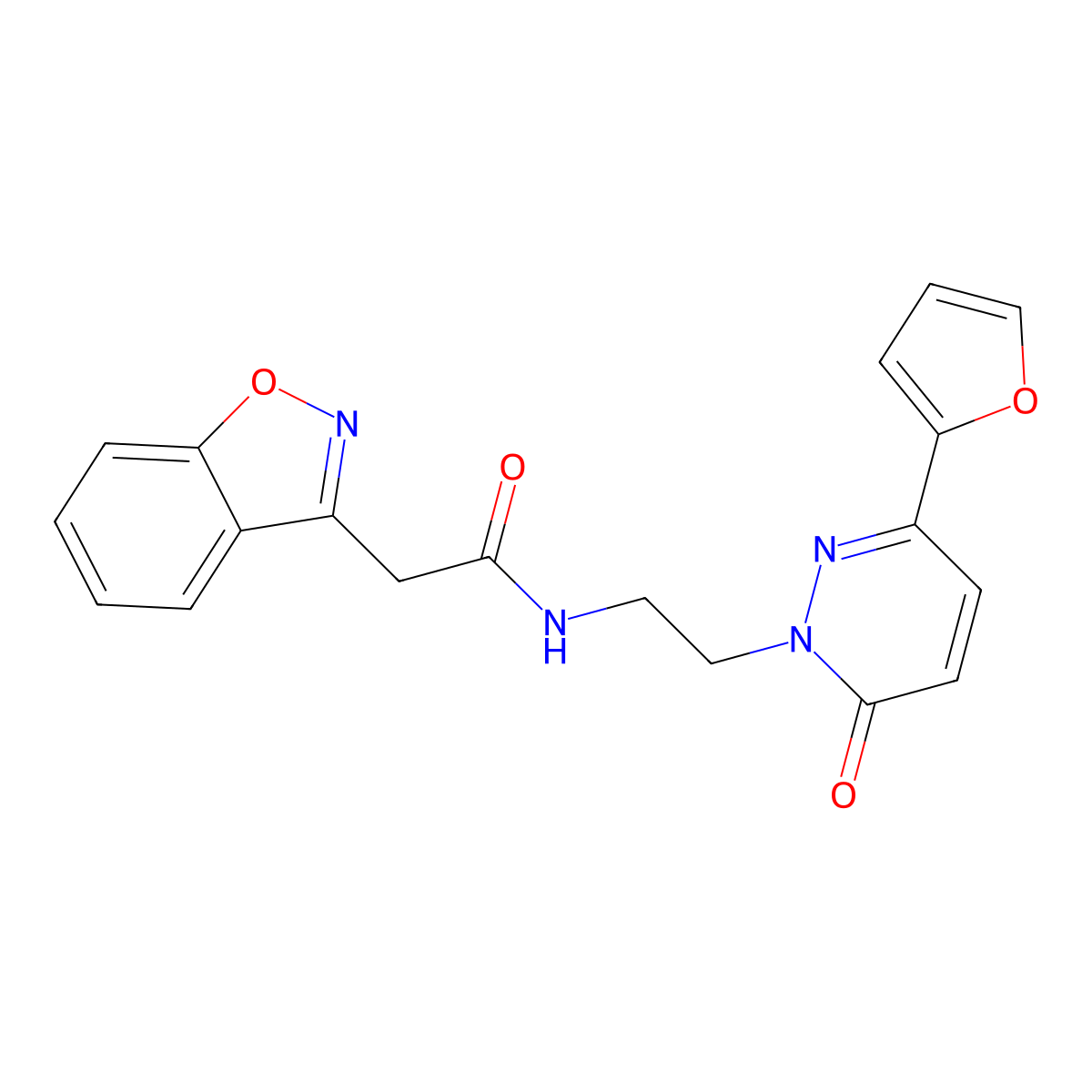 2-(benzo[d]isoxazol-3-yl)-N-(2-(3-(furan-2-yl)-6-oxopyridazin-1(6H)-yl)ethyl)acetamide molecular structure, CAS 1207026-78-5