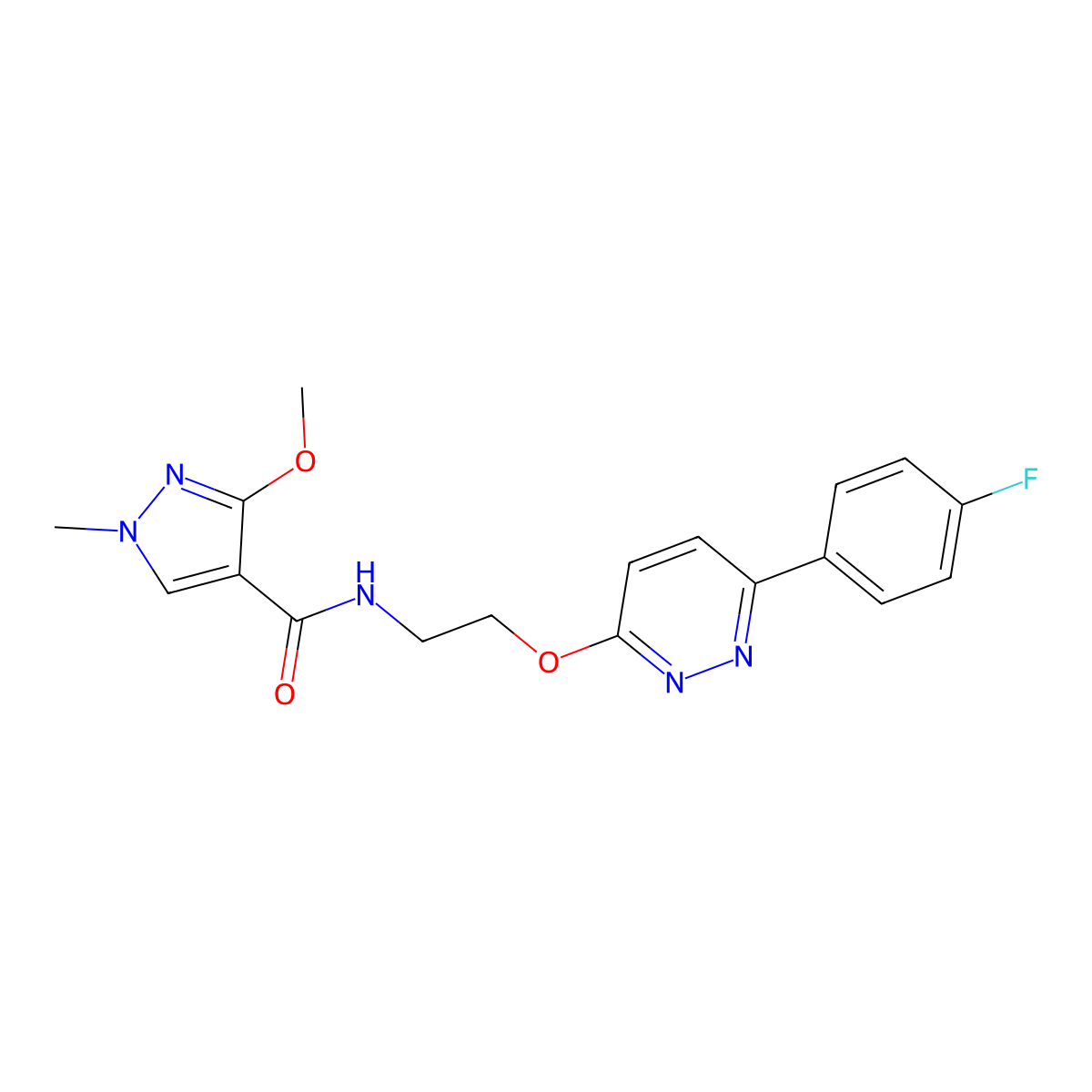N-(2-((6-(4-fluorophenyl)pyridazin-3-yl)oxy)ethyl)-3-methoxy-1-methyl-1H-pyrazole-4-carboxamide molecular structure, CAS 1207026-80-9