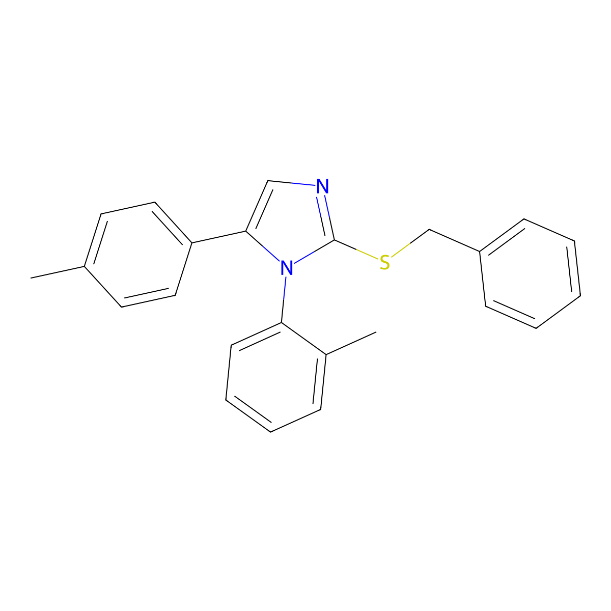 2-(benzylthio)-1-(o-tolyl)-5-(p-tolyl)-1H-imidazole molecular structure, CAS 1207026-82-1