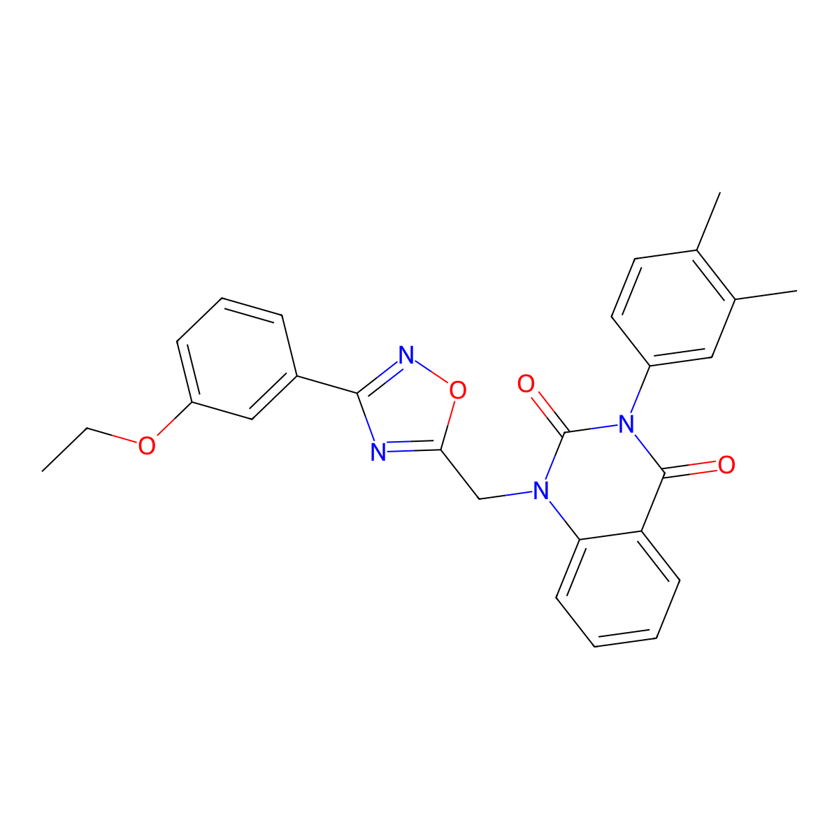 3-(3,4-dimethylphenyl)-1-((3-(3-ethoxyphenyl)-1,2,4-oxadiazol-5-yl)methyl)quinazoline-2,4(1H,3H)-dione molecular structure, CAS 1207026-86-5