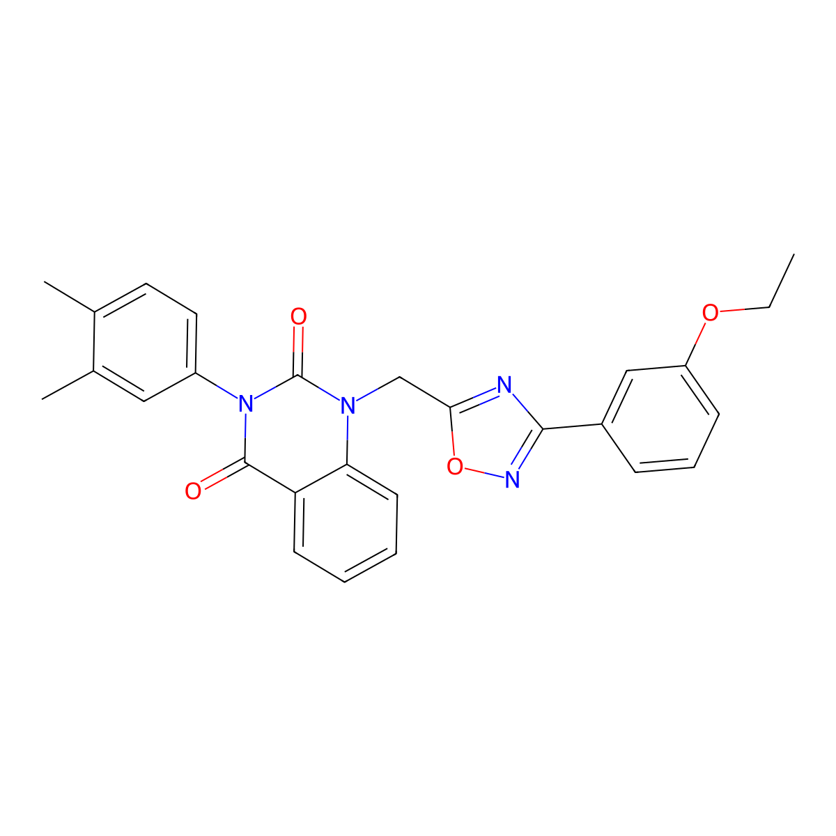 3-(3,4-dimethylphenyl)-1-((3-(3-ethoxyphenyl)-1,2,4-oxadiazol-5-yl)methyl)quinazoline-2,4(1H,3H)-dione molecular structure, CAS 1207026-86-5