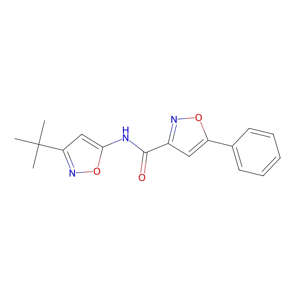 N-(3-(tert-butyl)isoxazol-5-yl)-5-phenylisoxazole-3-carboxamide molecular structure, CAS 1207026-87-6
