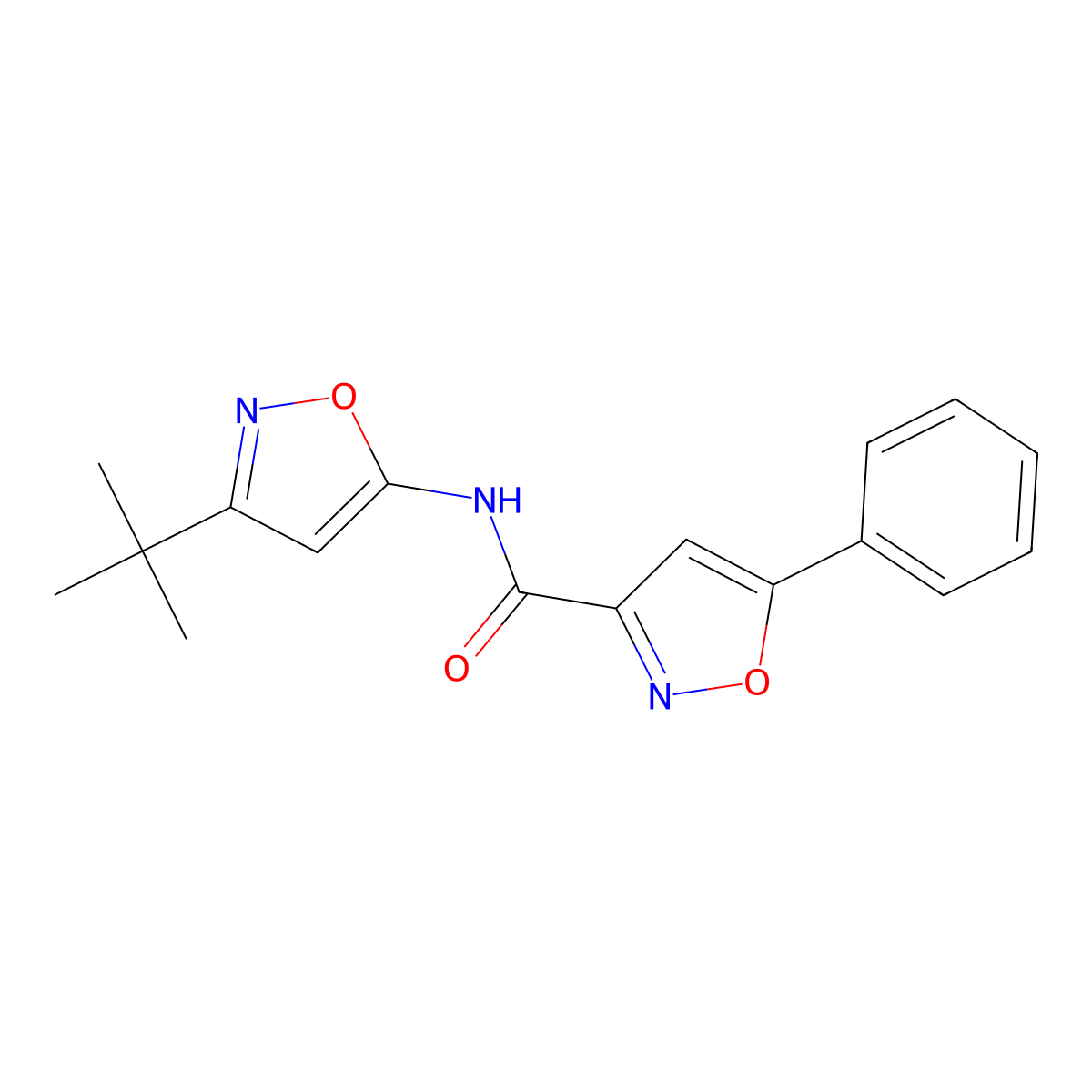 N-(3-(tert-butyl)isoxazol-5-yl)-5-phenylisoxazole-3-carboxamide molecular structure, CAS 1207026-87-6