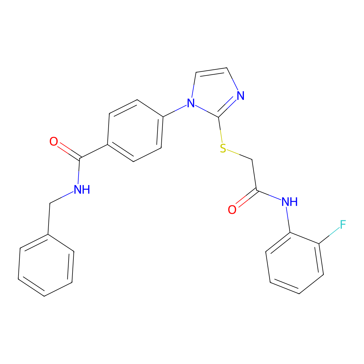 N-benzyl-4-[2-({[(2-fluorophenyl)carbamoyl]methyl}sulfanyl)-1H-imidazol-1-yl]benzamide molecular structure, CAS 1207026-88-7